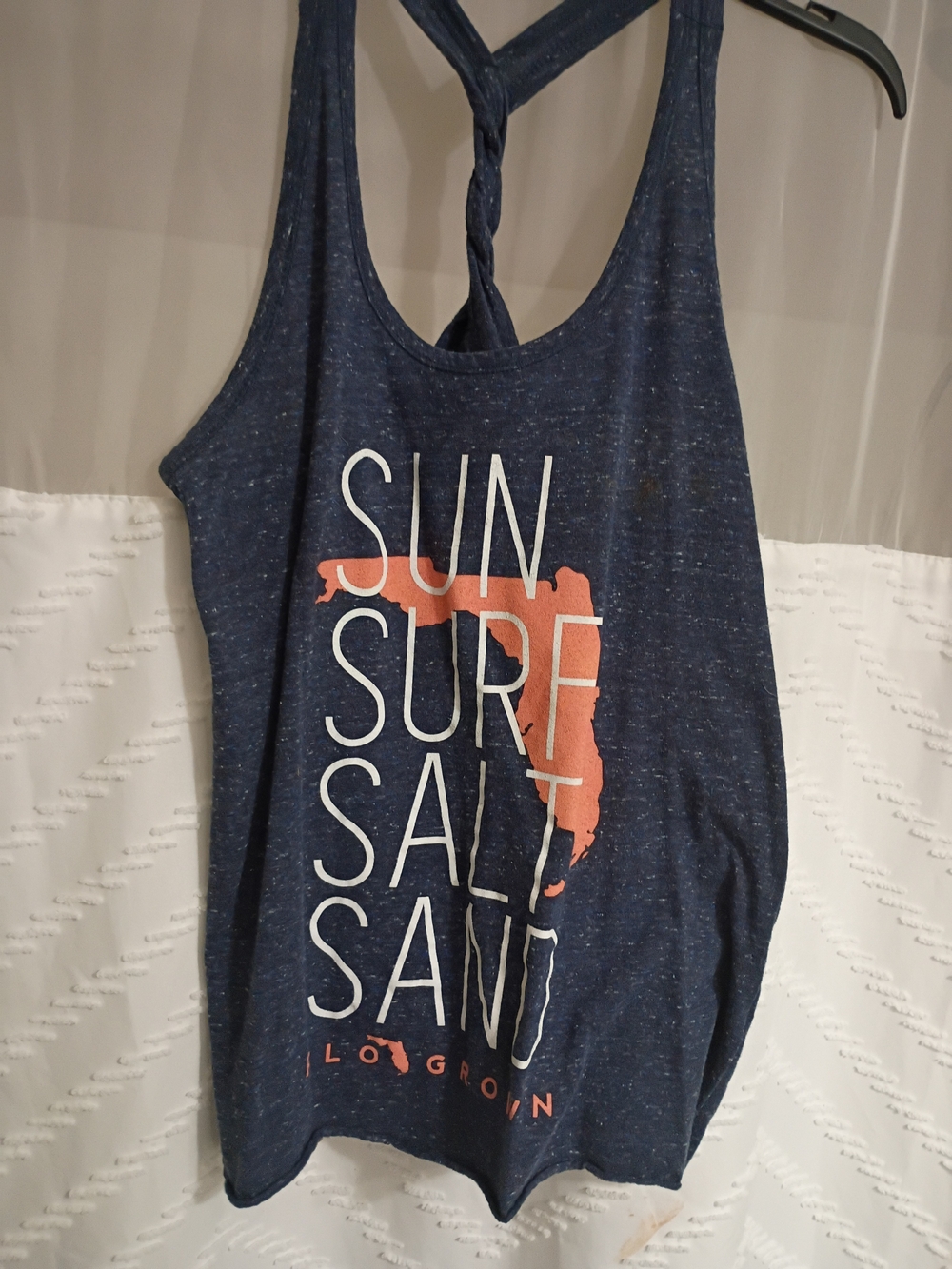 Sun Surf Salt Sand Navy Graphic Racerback Tank Top